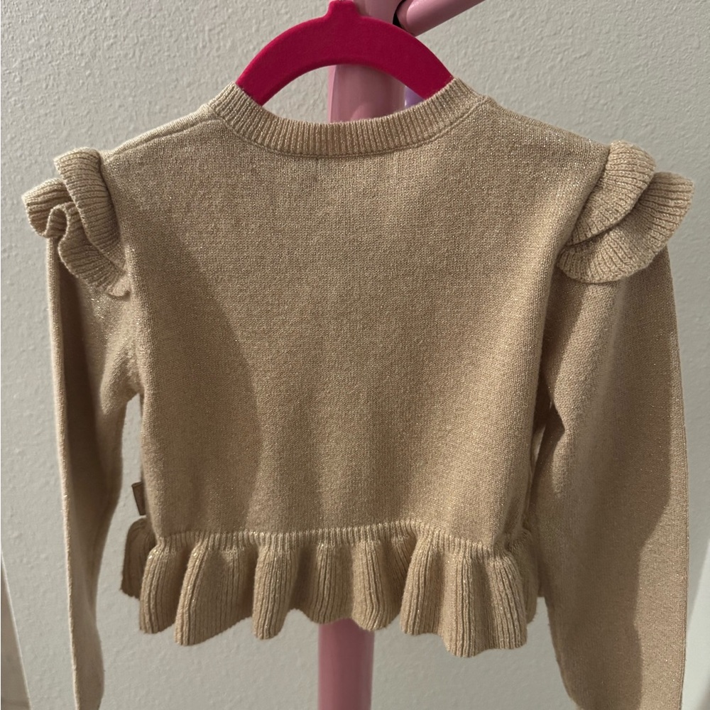 Kids Beige Ruffle Sweater - Picture 3 of 7